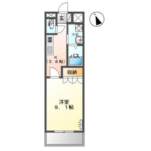 敬愛ハイツA(1K/1階)の間取り写真