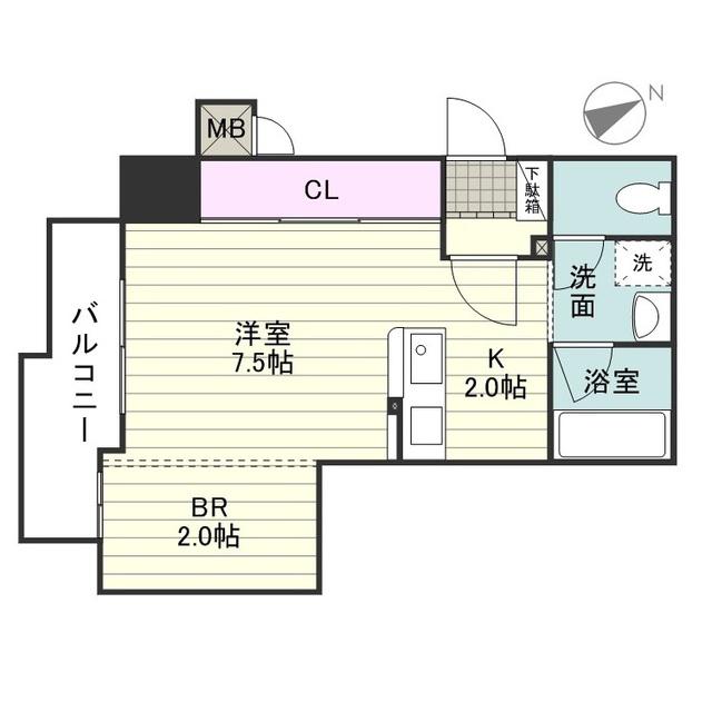 フォンスタワー南林寺(1K/4階)の間取り写真