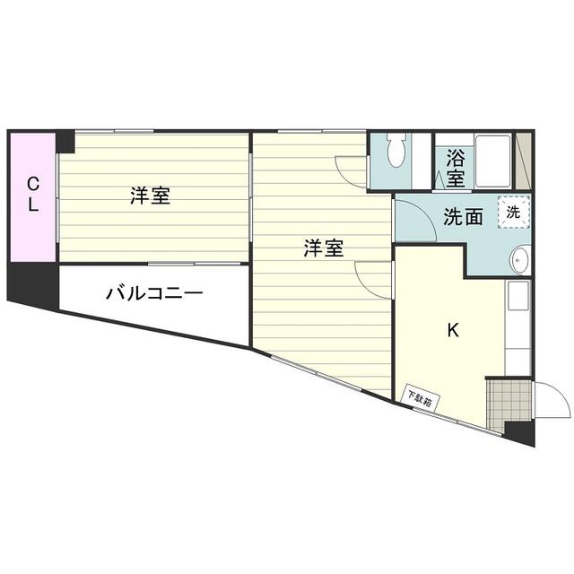 西村ハイツ(2K/3階)の間取り写真