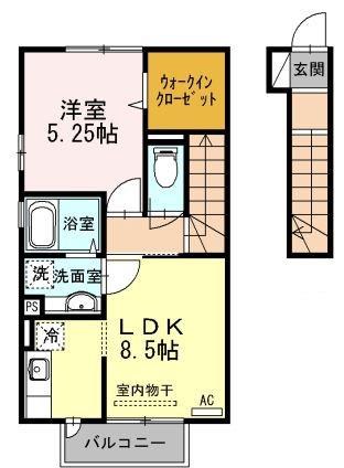 CASA ESPERANZA25(1LDK/2階)の間取り写真