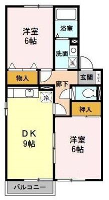 セジュールカルチェ(2DK/2階)の間取り写真