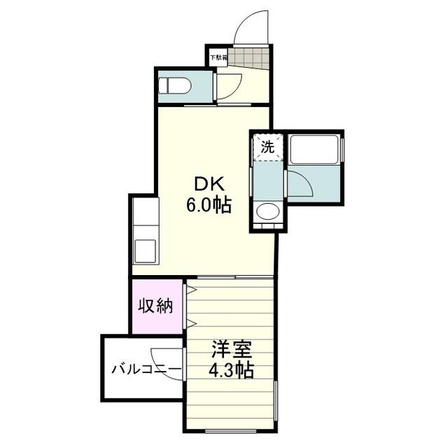 VERDURE(1DK/4階)の間取り写真
