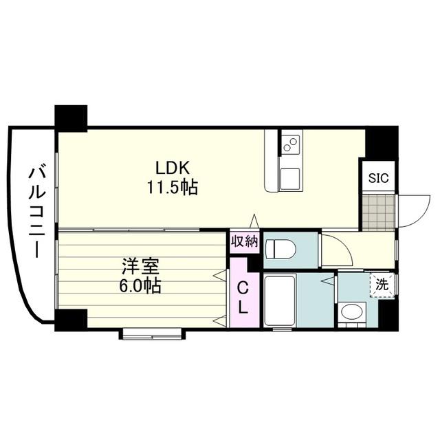 プラティーク西田本通(1LDK/3階)の間取り写真
