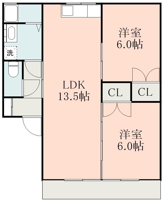 セジュールまるめ(2LDK/1階)の間取り写真