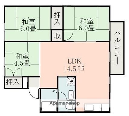 パープルタウン住吉E棟(3LDK/2階)の間取り写真