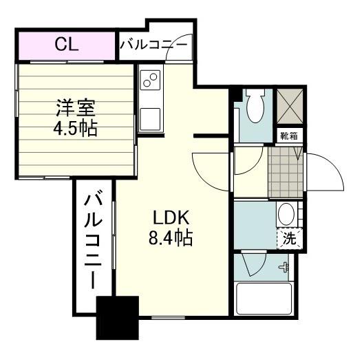 Fシリーズ下荒田(1LDK/8階)の間取り写真