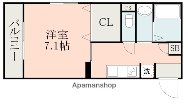 ムーラン・ルージュ下荒田(1K/2階)の間取り写真