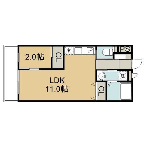 パームテラス鴨池(1LDK/2階)の間取り写真
