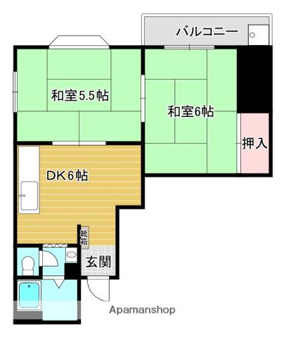 永秀ハイツⅢ(2DK/3階)の間取り写真