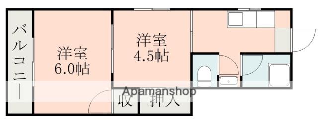 永秀建設ビル(2K/2階)の間取り写真