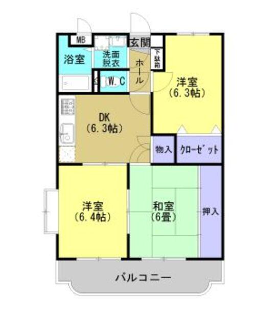 コーポラスソレイユ(3DK/2階)の間取り写真