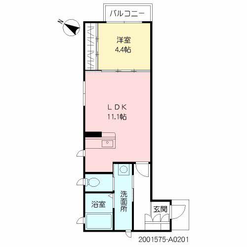 KーブルーノⅡ(1LDK/2階)の間取り写真