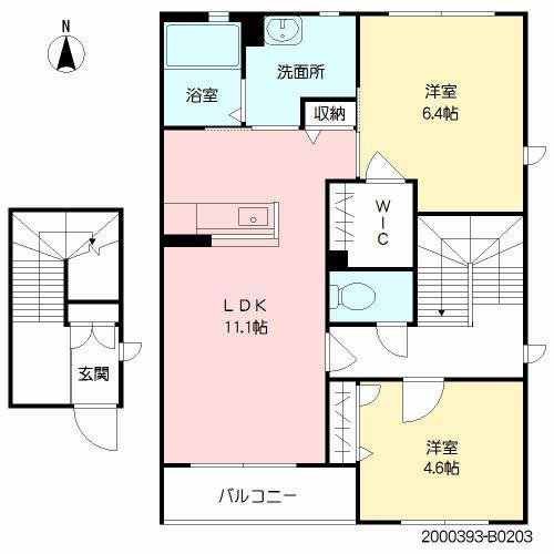 ヴィラーチェ・プロフィット(2LDK/2階)の間取り写真