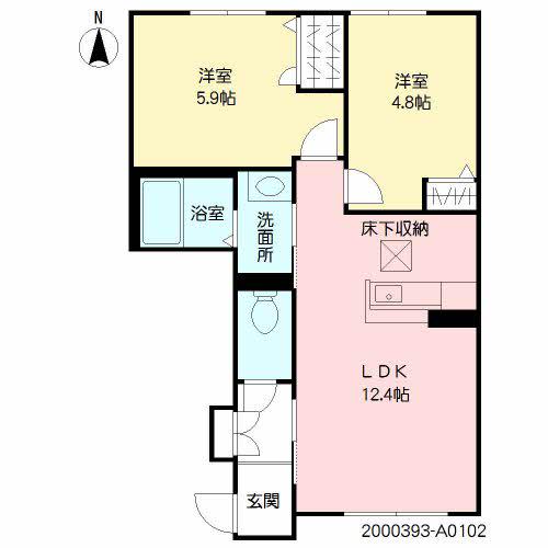 ヴィラーチェ・プロフィット(2LDK/1階)の間取り写真