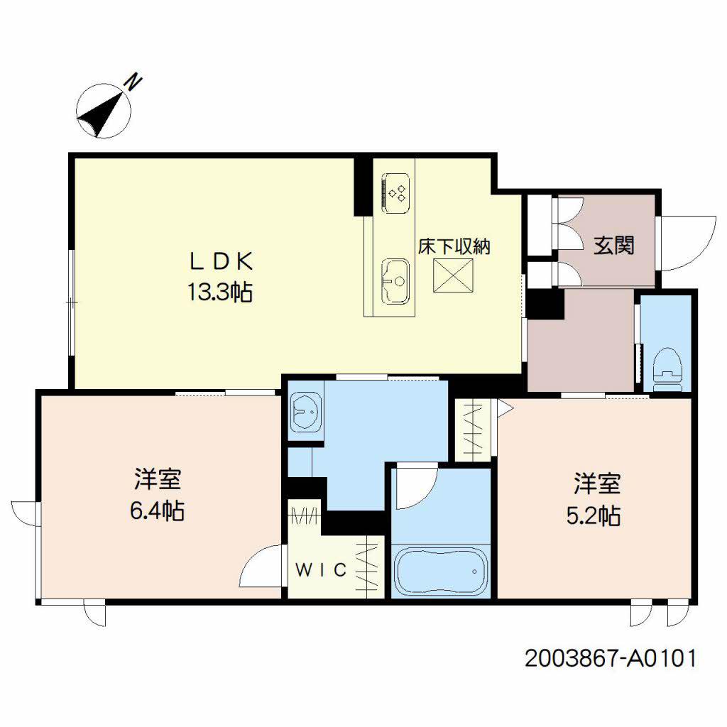 ラ・リジエール(2LDK/1階)の間取り写真