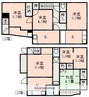 日豊本線 鹿児島中央駅 徒歩30分 2階建 築63年(7K)の間取り写真