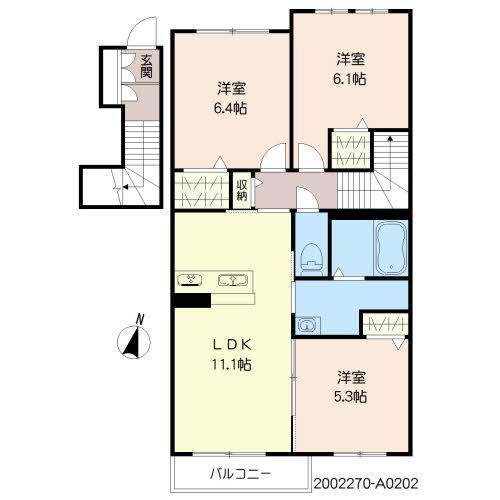 メゾン エクラ—ジュ(3LDK/2階)の間取り写真