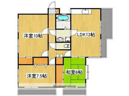 パラダイスヒル(3LDK/4階)の間取り写真