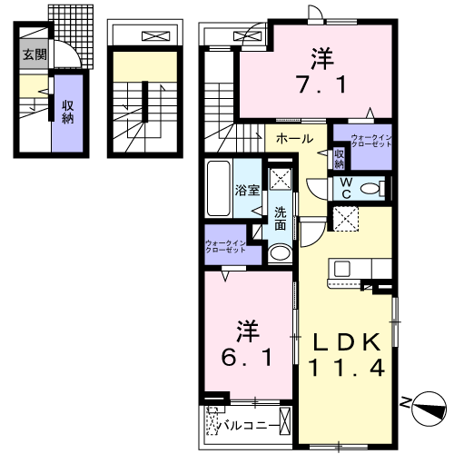 サニーガーデン(2LDK/3階)の間取り写真