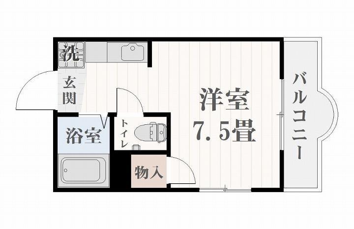 パステルイン下荒田(ワンルーム/4階)の間取り写真