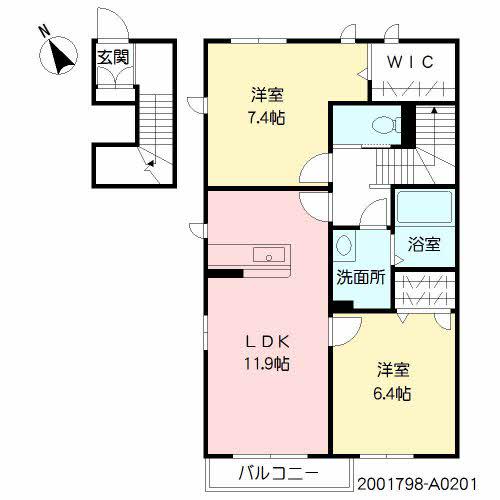 ラ・クラルテ2(2LDK/2階)の間取り写真