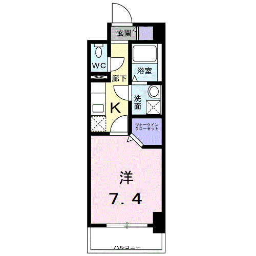ルーカス 武之橋(1K/4階)の間取り写真