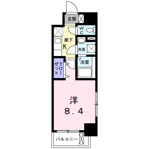 ルーカス 武之橋(1K/4階)の間取り写真