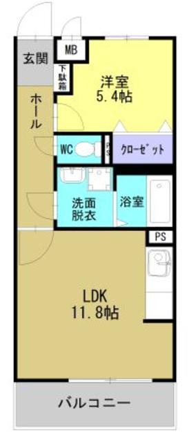 グランハイツ(1LDK/3階)の間取り写真