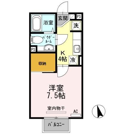 モナリエILL(1K/2階)の間取り写真