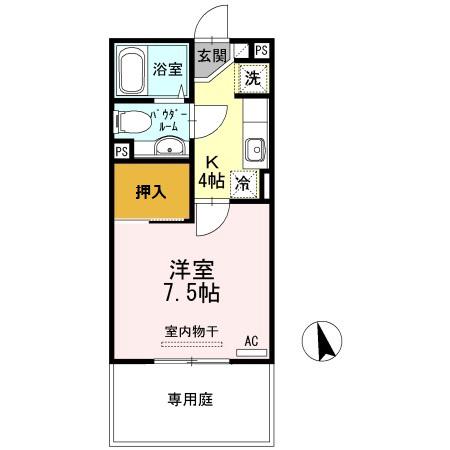 モナリエILL(1K/1階)の間取り写真