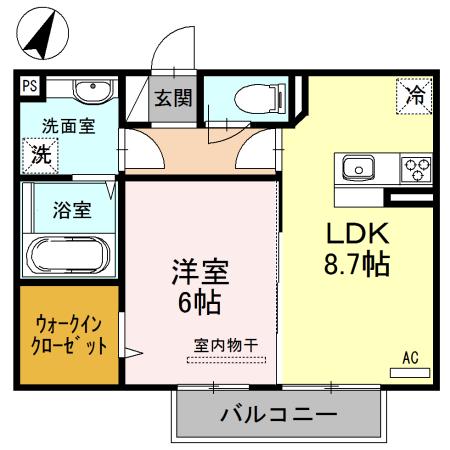 ソフィアこまち(1LDK/2階)の間取り写真