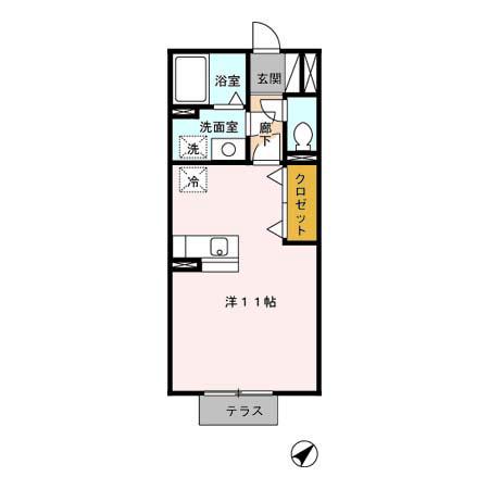 サニーフラット(ワンルーム/1階)の間取り写真