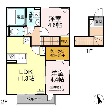 プラスパー(2LDK/2階)の間取り写真