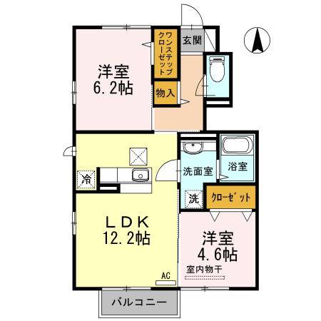 フォレストパークサイド永利(2LDK/1階)の間取り写真