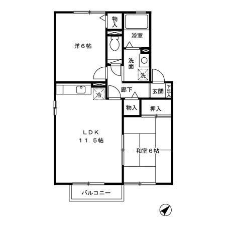 セジュールひかり(2LDK/2階)の間取り写真