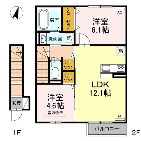 KONNFORUTA KORO(2LDK/2階)の間取り写真