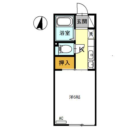 セリバテール東谷山Ⅰ(1K/1階)の間取り写真