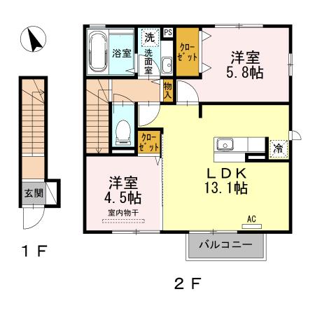 フルラージュ(2LDK/2階)の間取り写真