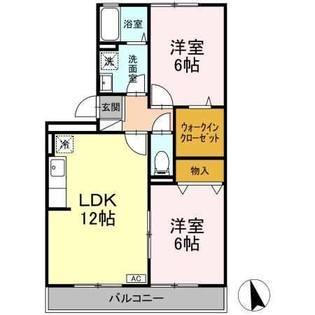 エクセラ21(2LDK/2階)の間取り写真