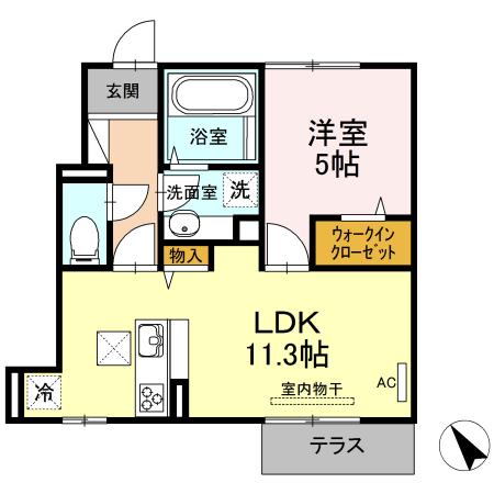 フォレストパークサイド瀬口(1LDK/1階)の間取り写真