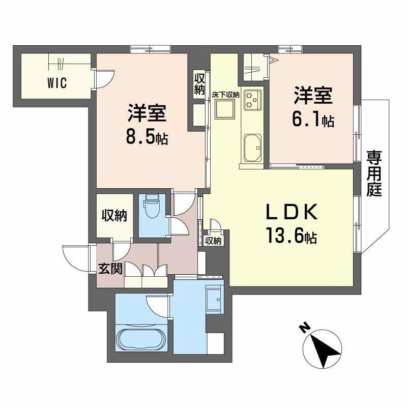 REFIANT東谷山(2LDK/1階)の間取り写真