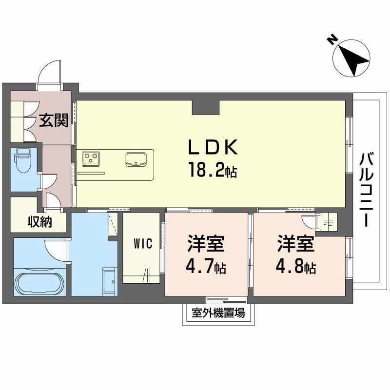 REFIANT東谷山(2LDK/2階)の間取り写真