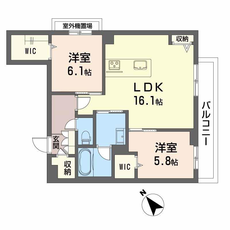 REFIANT東谷山(2LDK/3階)の間取り写真