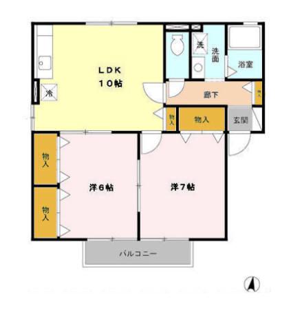 メディオ・ ルーチェ A(2LDK/2階)の間取り写真