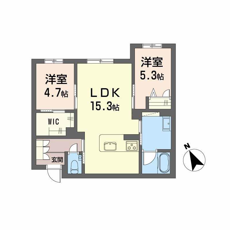 WITHPLUS天保山公園(2LDK/1階)の間取り写真