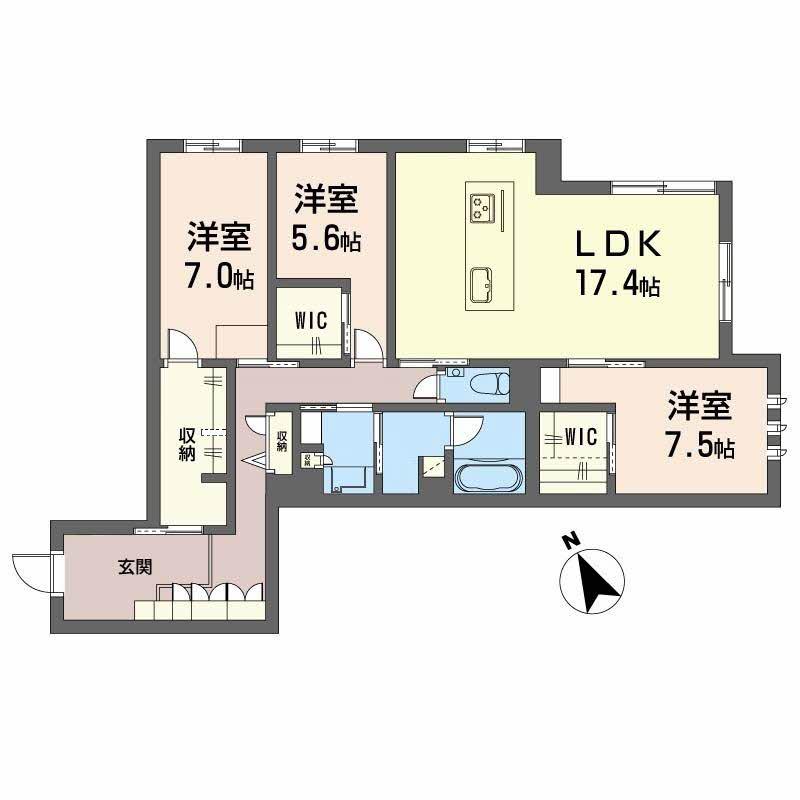 WITHPLUS天保山公園(3LDK/1階)の間取り写真