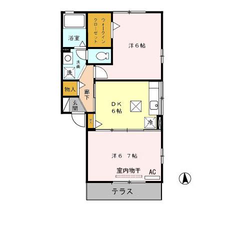 マイドリーム(2DK/1階)の間取り写真