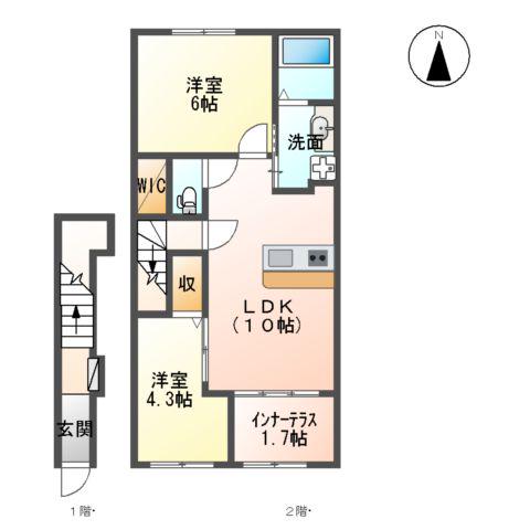 A・グランドパレスⅡ(2LDK/2階)の間取り写真