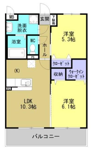 エンジェル(2LDK/1階)の間取り写真