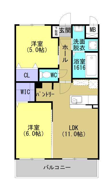 アバンガーデン(2LDK/3階)の間取り写真